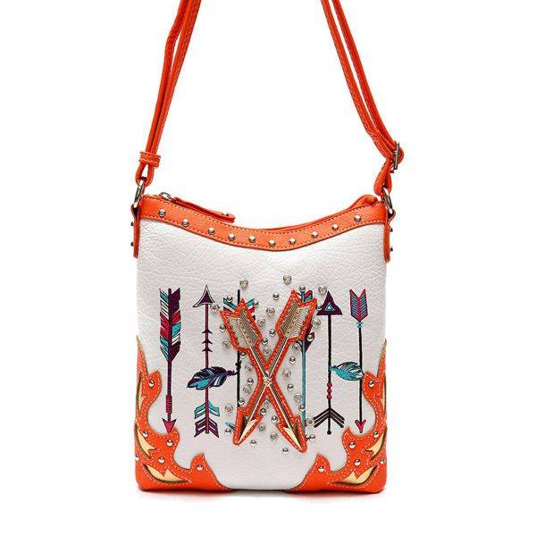 Coral Western Cowgirl Arrows Accented Messenger Bag - ARR2 4699