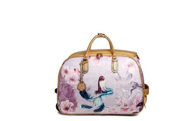 Gold Arosa Princess Mermaid Wheel Duffel Handbag - BCD6988