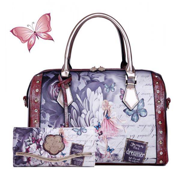 Burgundy Arosa Dreamers Handbag and Wallet - BF8607-BFW8682