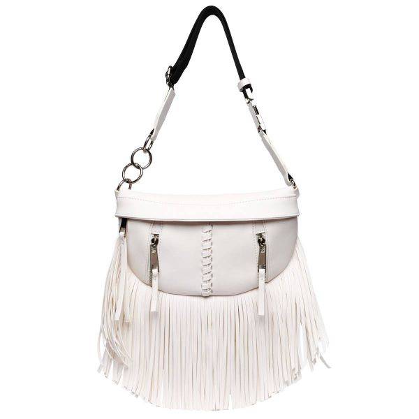 White Solid Fringe Front Zippered Fanny Pack - BH 567