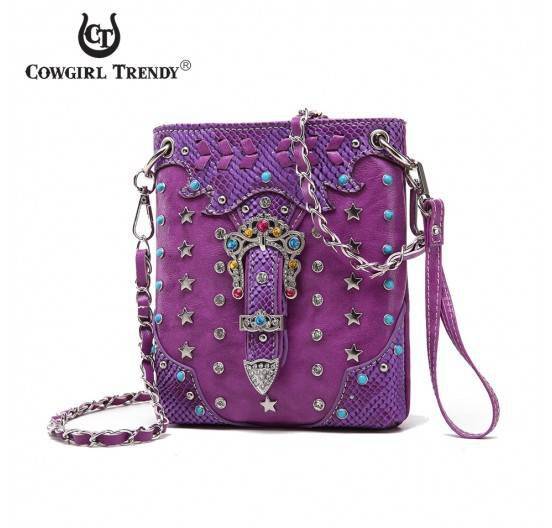 Purple Multi Color Buckle W/Multi Messenger Bag - CSW2 100