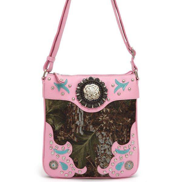 Pink Camo Symbol Stoned Paisley Messenger Bag - FML25 5275