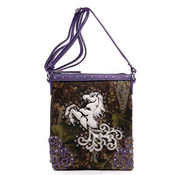 Purple 'Horse & Nature' Western Messenger Bag - FML29 4699
