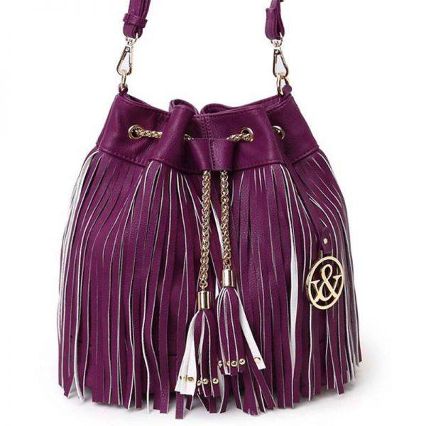 Purple purple Fashion Fringe Handbag - HNA 198G3