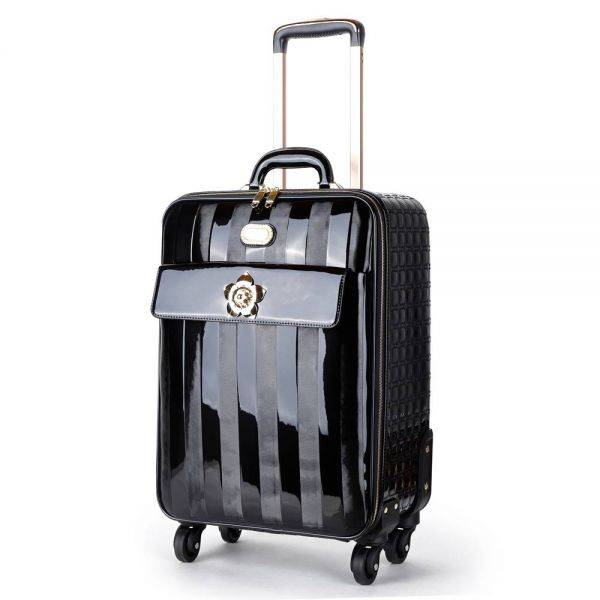 Black Floral Accent Carry-On Luggage - KDL8899
