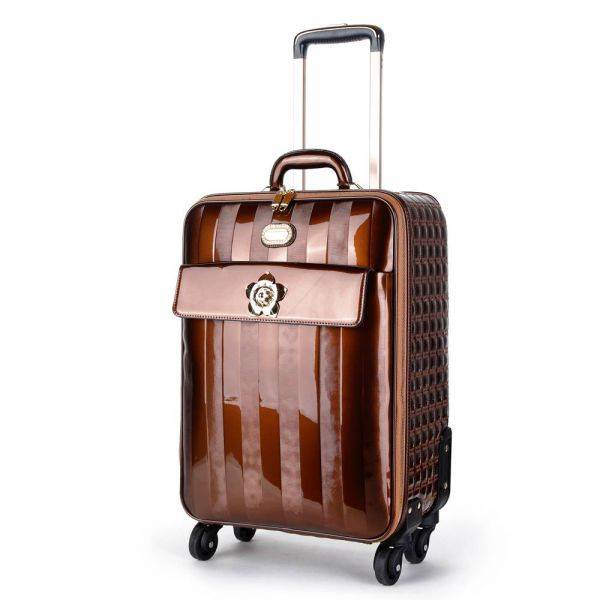 Bronze Floral Accent Carry-On Luggage - KDL8899