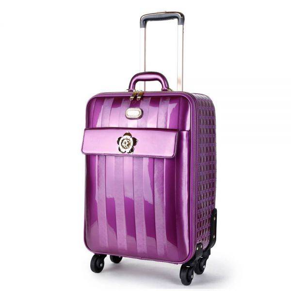 Purple Floral Accent Carry-On Luggage - KDL8899