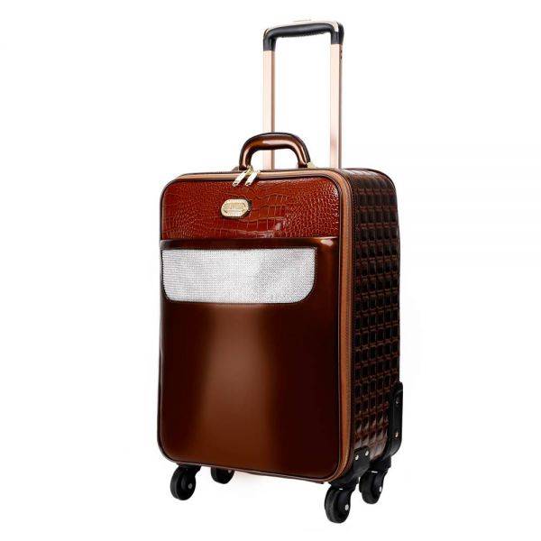 Bronze Crocodile Diamond Carry-On Luggage - KGL8899