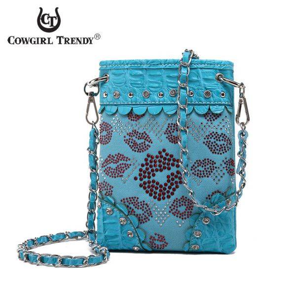 Turquoise Western Stone Lips Hipster Messenger Bag - LPE 5397