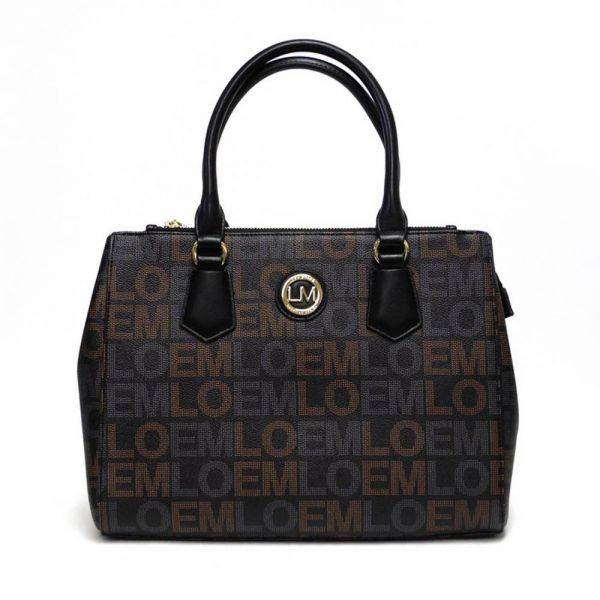 Black LOEM Signature Structured Top Handle Handbag - LT-676