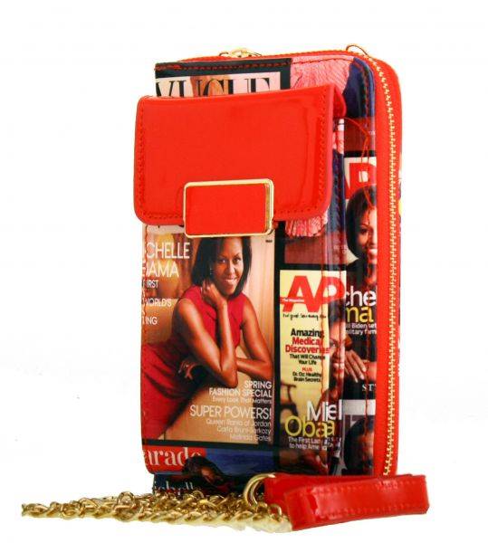 Red Magazine Cover Collage Zip Around Wallet Wristlet MBW4200