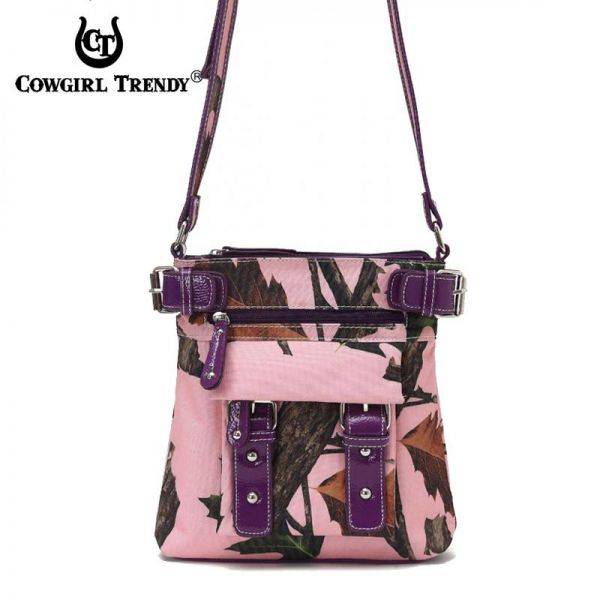 Purple Cowgirl Trendy Pink Camo Messenger Bag - PML5 4690