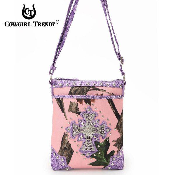 Purple Cross N Leaves Messenger Bag - PML7 9469C