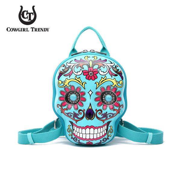 Turquoise 3D Hardshell Box Sugar Skull Backpack - SKSB 5618