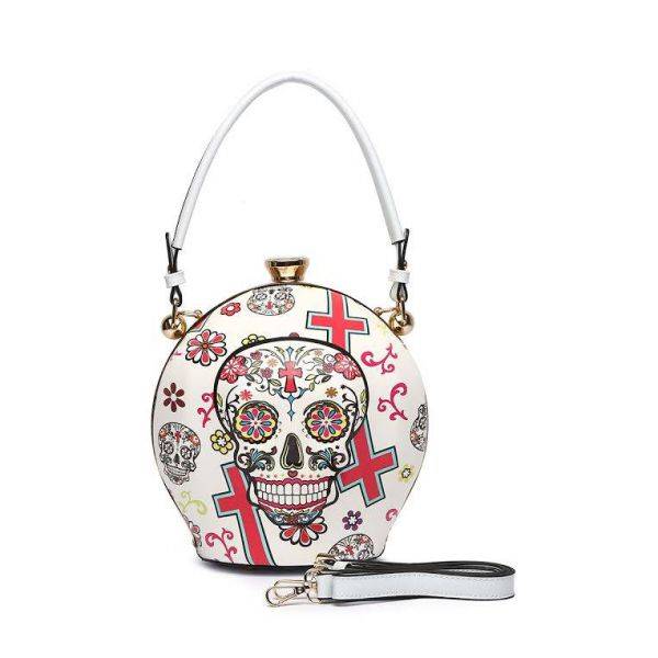 White Sugar Skull Ball Handbag - SKU16 2929T