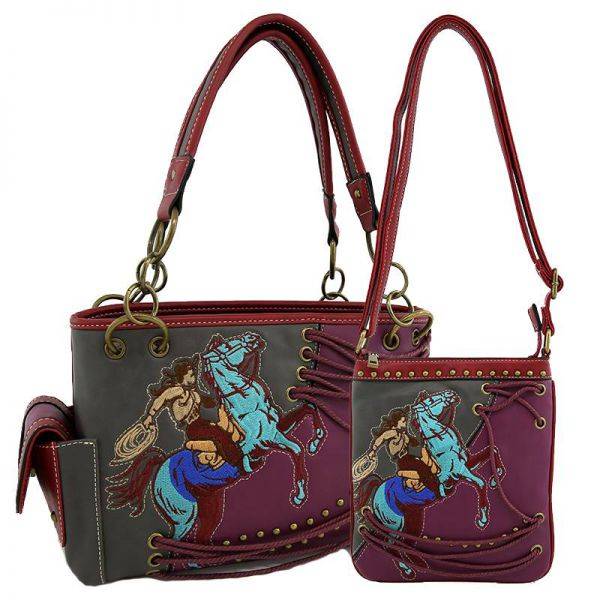 Classic Western Horse Embroider Conceal Bag Set - PTF17166