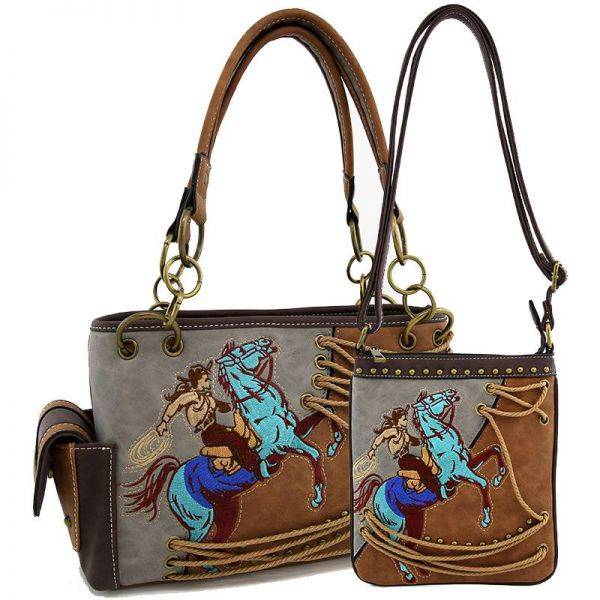 Classic Western Horse Embroider Conceal Handbag Set - PTF17166